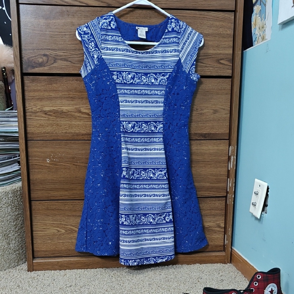 Blue and White Women's Dress